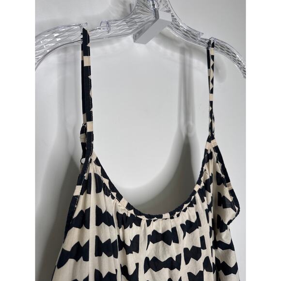 Bel Kazan Bow Print Maxi Dress Black White Ruffle Hem Boho Resort large - Picture 8 of 16